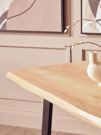 Uno Mango Wood Live Edge Black Metal legs Dining Table