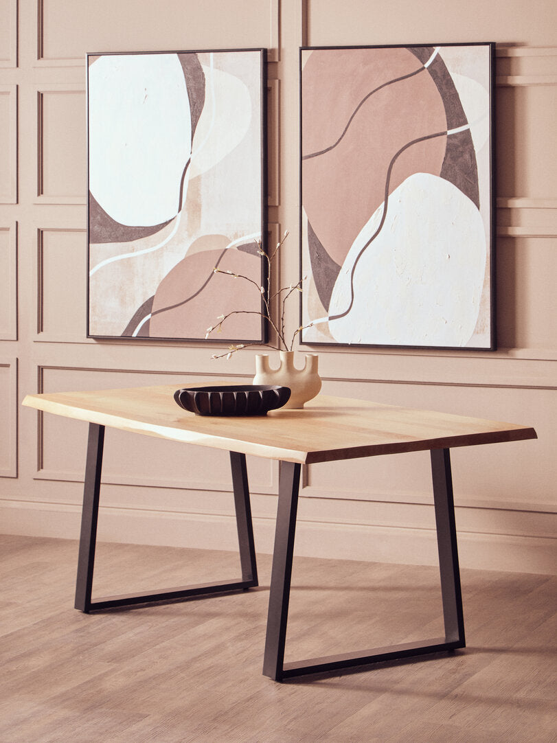 Uno Mango Wood Live Edge Black Metal legs Dining Table