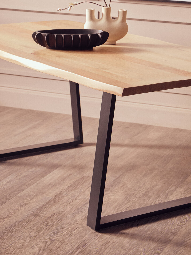 Uno Mango Wood Live Edge Black Metal legs Dining Table