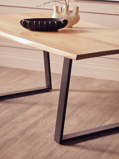 Uno Mango Wood Live Edge Black Metal legs Dining Table
