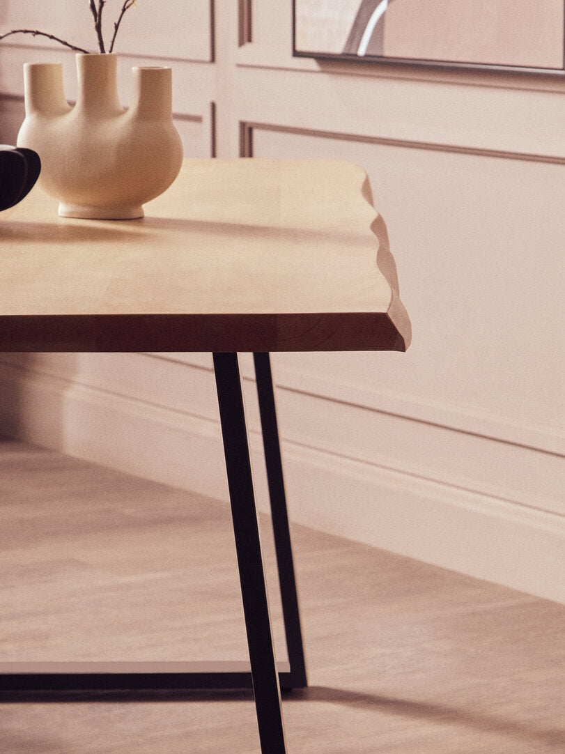 Uno Mango Wood Live Edge Black Metal legs Dining Table