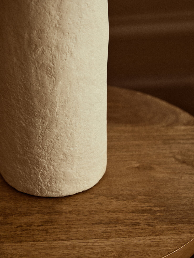 Vellum Natural Papier Mache Table Lamp With Natural Raffia Shade