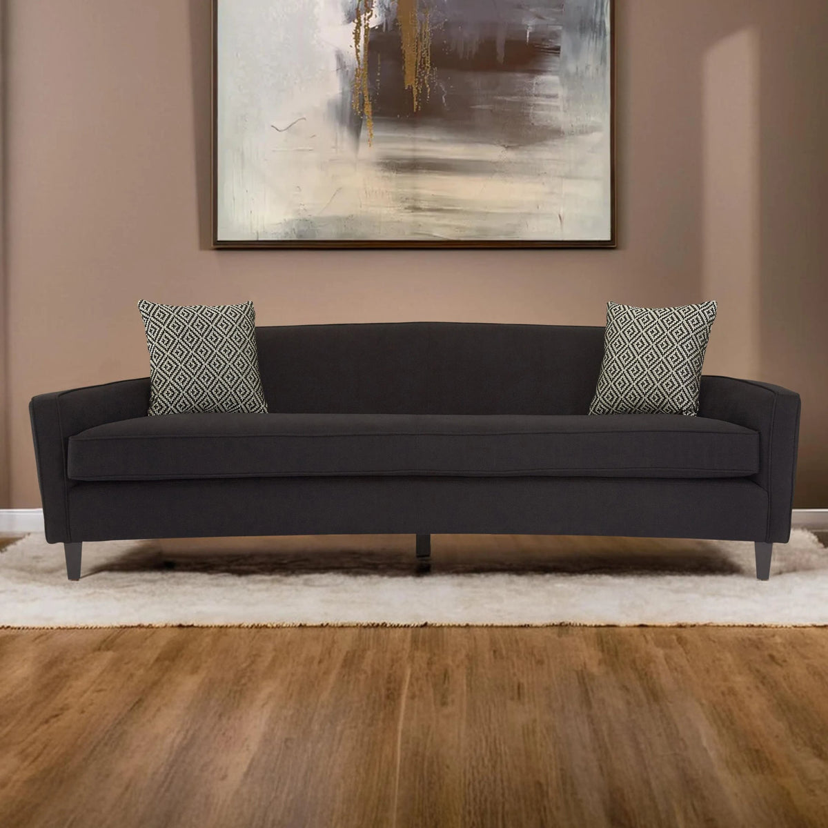 Roslyn 3 Seat Black Dimity Fabric Sofa