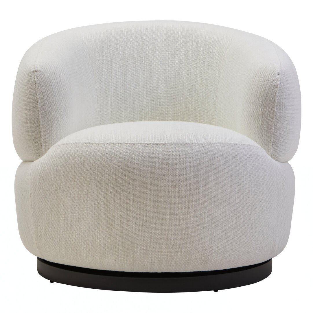 Outline Textured Cream Curved Swivel Chair