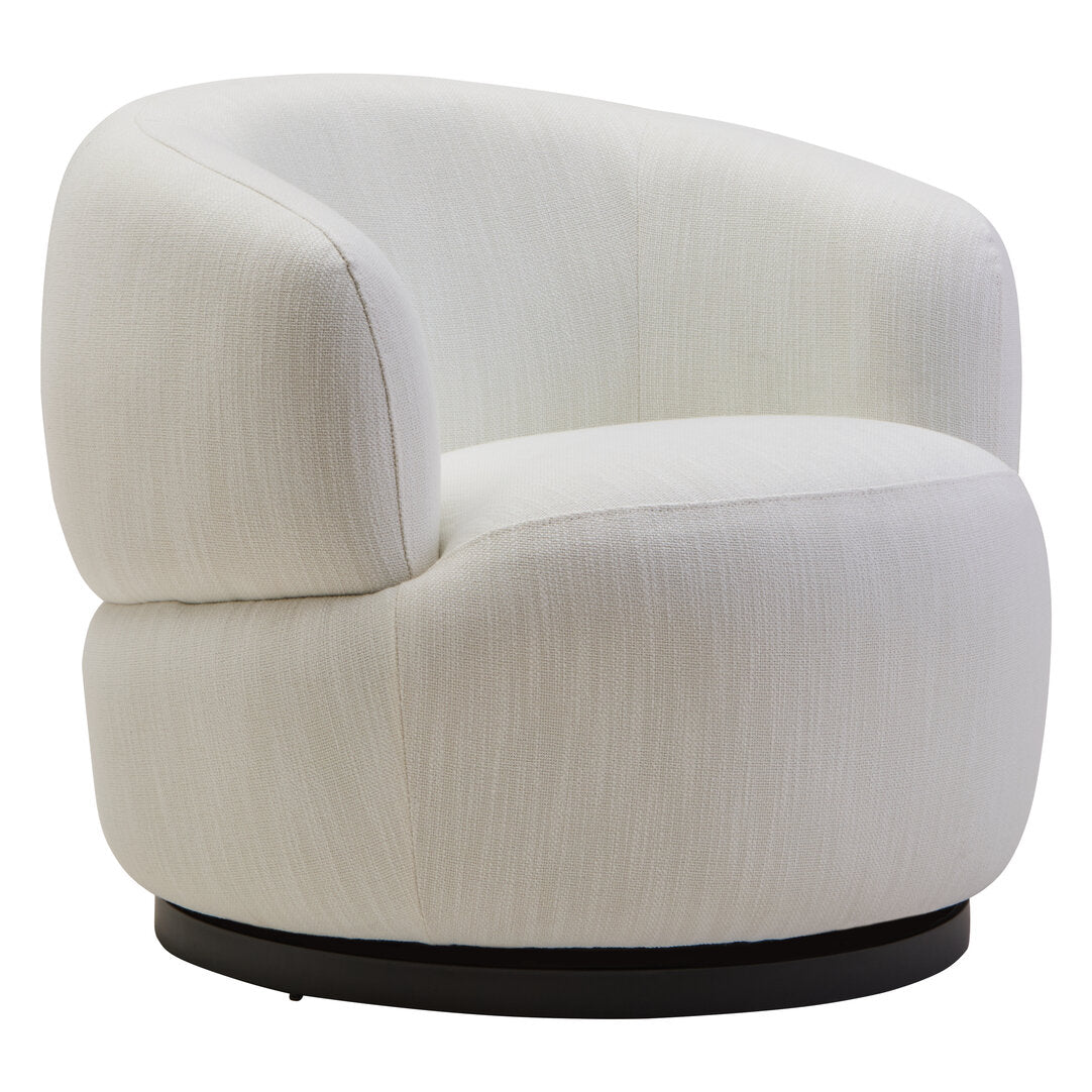 Outline Textured Cream Curved Swivel Chair