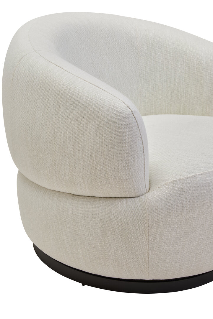 Outline Textured Cream Curved Swivel Chair