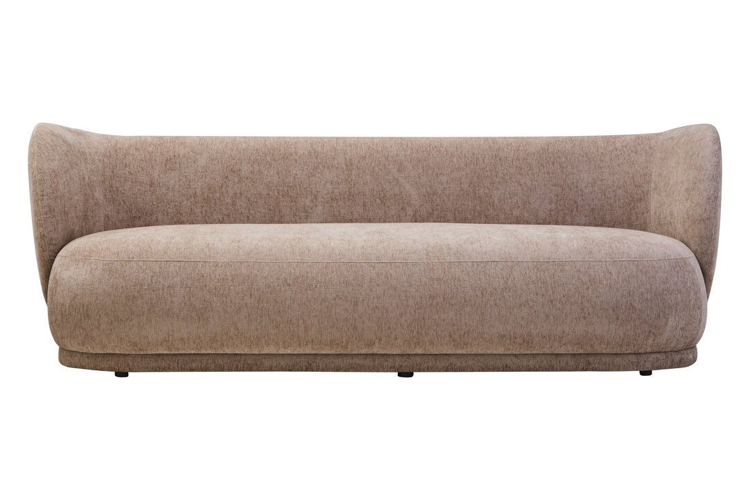 Hamptons Deep Stone Chenille Curved Three Seater Sofa