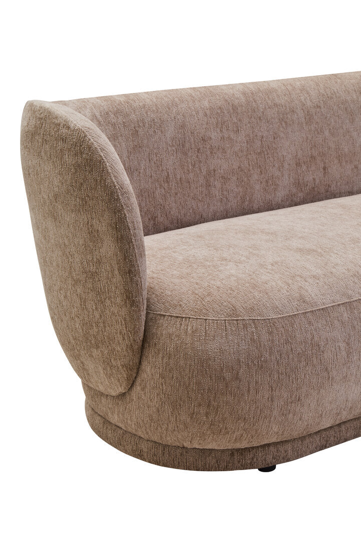 Hamptons Deep Stone Chenille Curved Three Seater Sofa