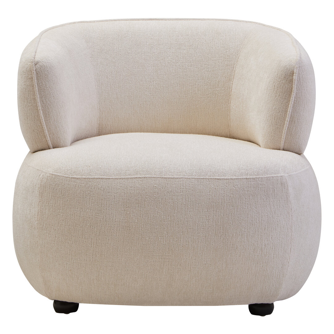Ophelia Ivory Chenille Curved Chair