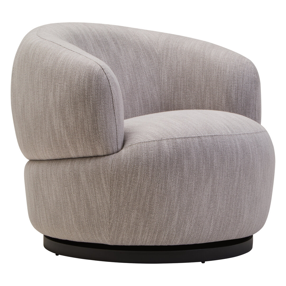 Outline Textured Grey Curved Swivel Chair
