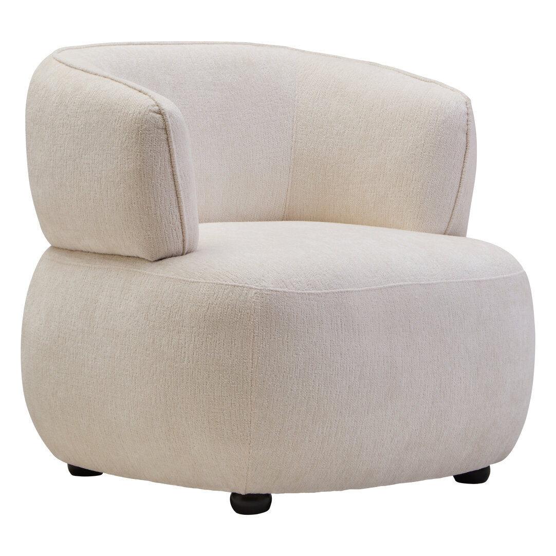 Ophelia Ivory Chenille Curved Chair