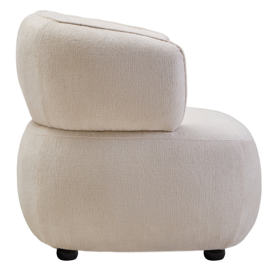 Ophelia Ivory Chenille Curved Chair