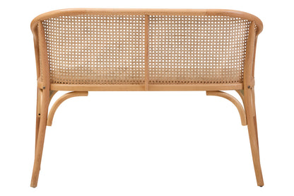 Pacific Natural Cane and Beech Wood Bench with Backrest