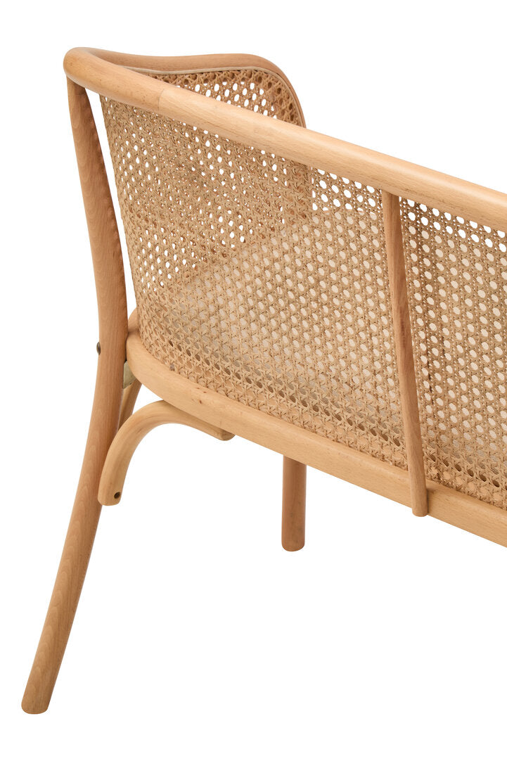 Pacific Natural Cane and Beech Wood Bench with Backrest