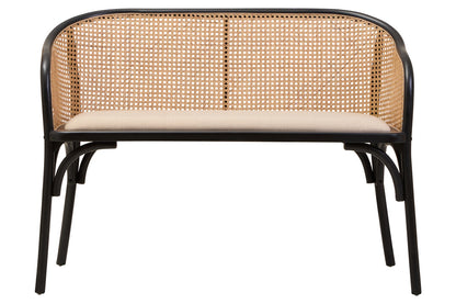 Pacific Natural Cane Bench with Black Beech Wood Frame