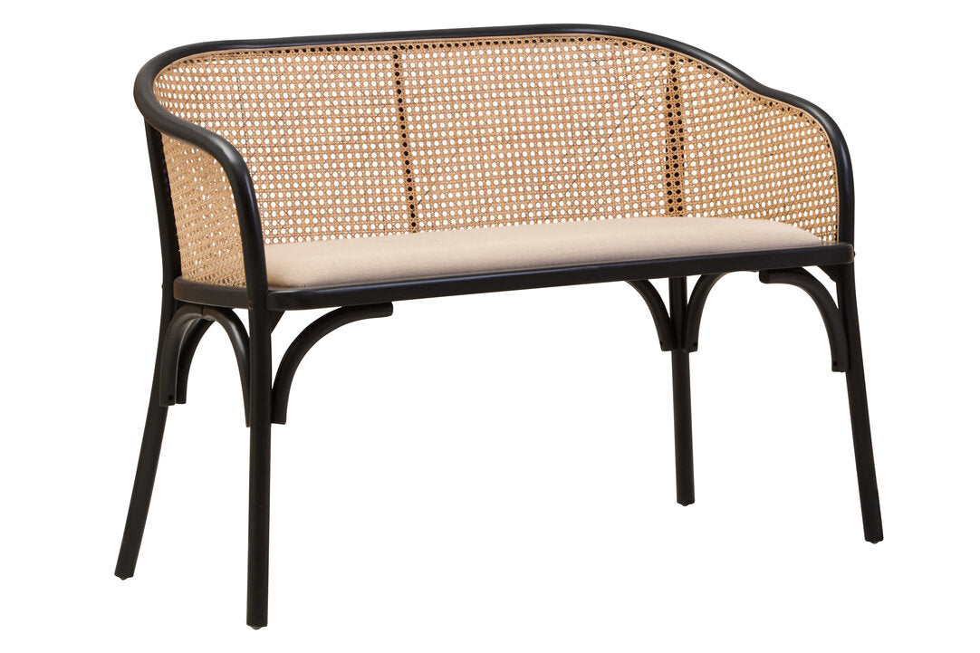 Pacific Natural Cane Bench with Black Beech Wood Frame