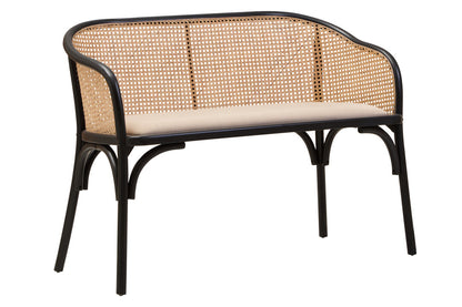 Pacific Natural Cane Bench with Black Beech Wood Frame