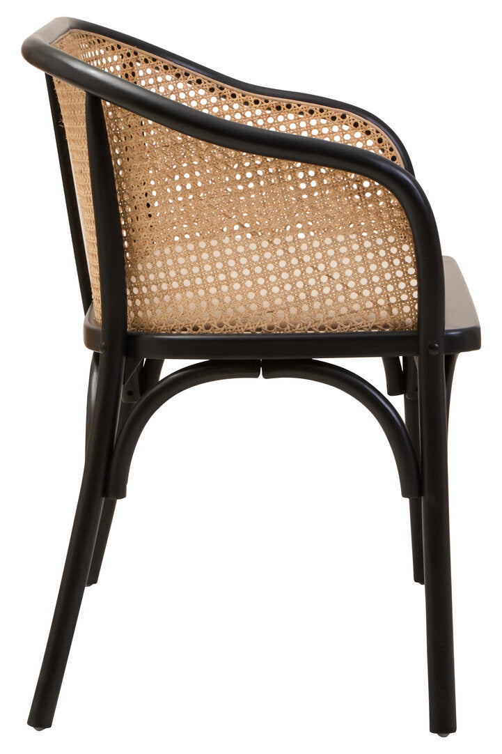 Pacific Natural Cane Bench with Black Beech Wood Frame