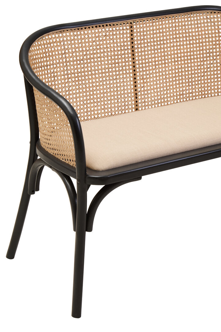 Pacific Natural Cane Bench with Black Beech Wood Frame
