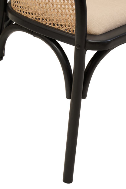 Pacific Natural Cane Bench with Black Beech Wood Frame