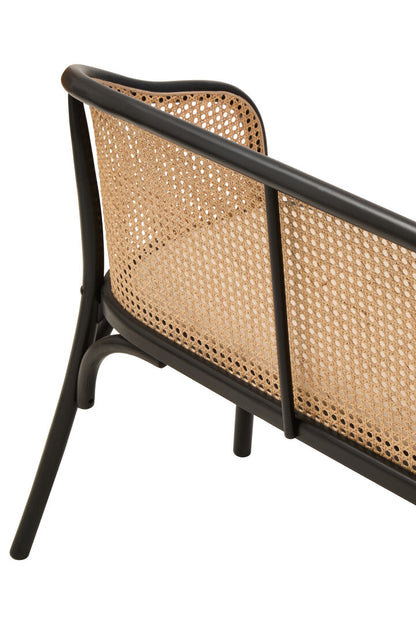 Pacific Natural Cane Bench with Black Beech Wood Frame
