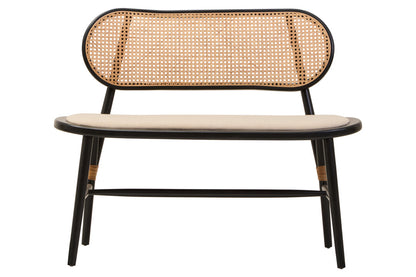 Pacific Natural Cane Bench with Black Elm Wood Frame