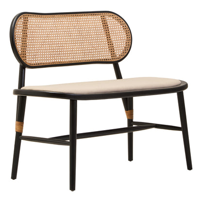 Pacific Natural Cane Bench with Black Elm Wood Frame