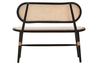 Pacific Natural Cane Bench with Black Elm Wood Frame