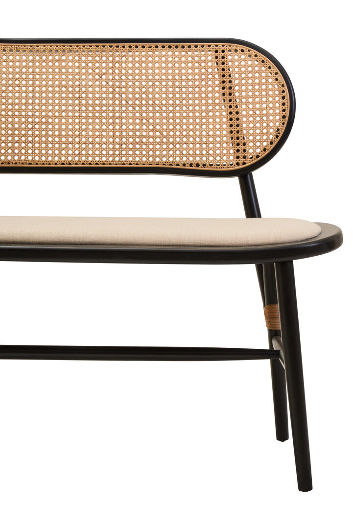 Pacific Natural Cane Bench with Black Elm Wood Frame