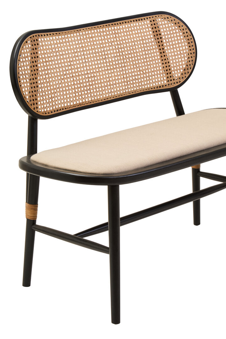 Pacific Natural Cane Bench with Black Elm Wood Frame