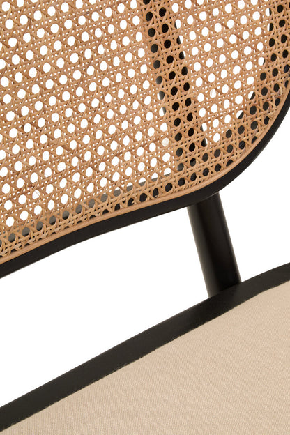 Pacific Natural Cane Bench with Black Elm Wood Frame