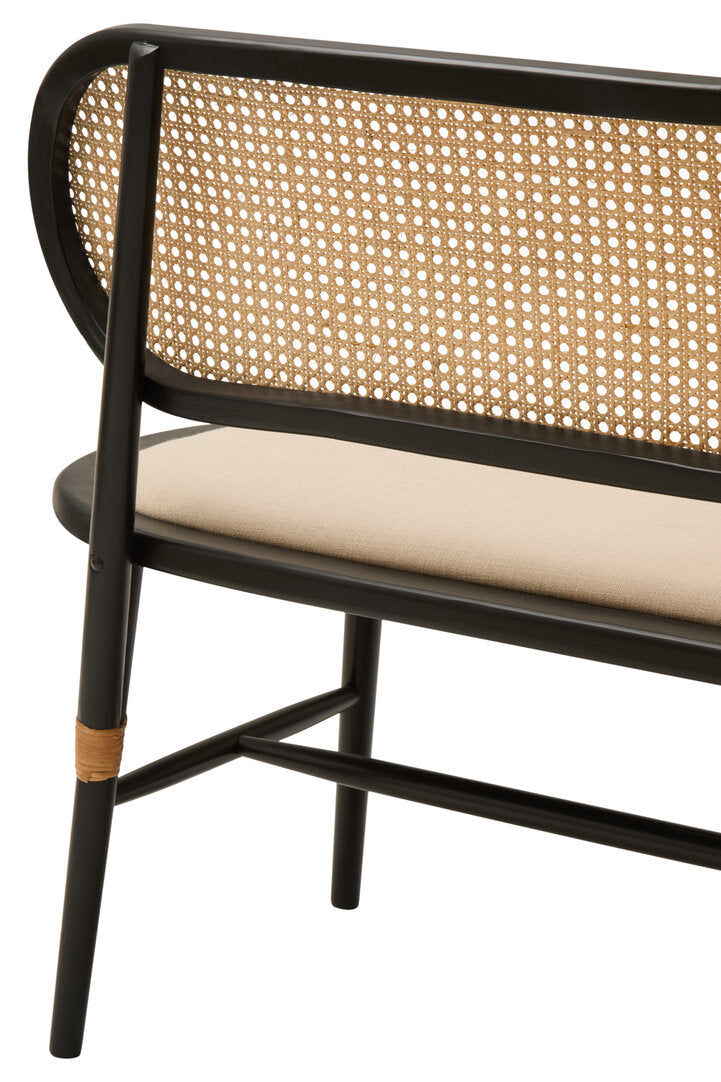 Pacific Natural Cane Bench with Black Elm Wood Frame