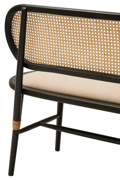Pacific Natural Cane Bench with Black Elm Wood Frame
