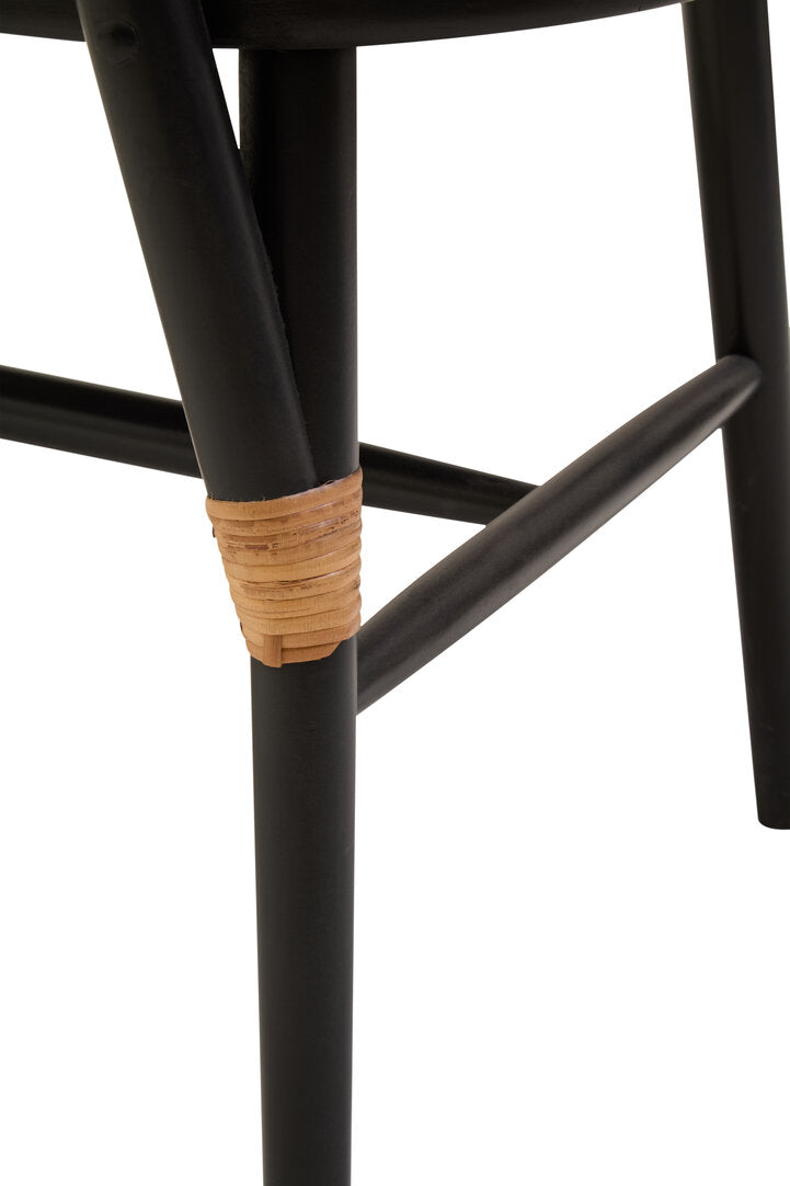 Pacific Natural Cane Bench with Black Elm Wood Frame