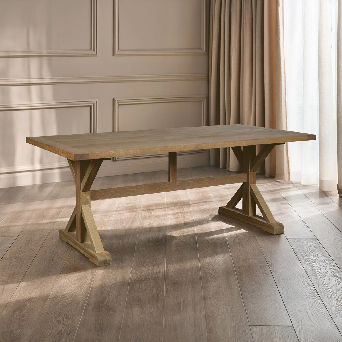 Bordeaux Grey Finish Oak Wood Dining Table