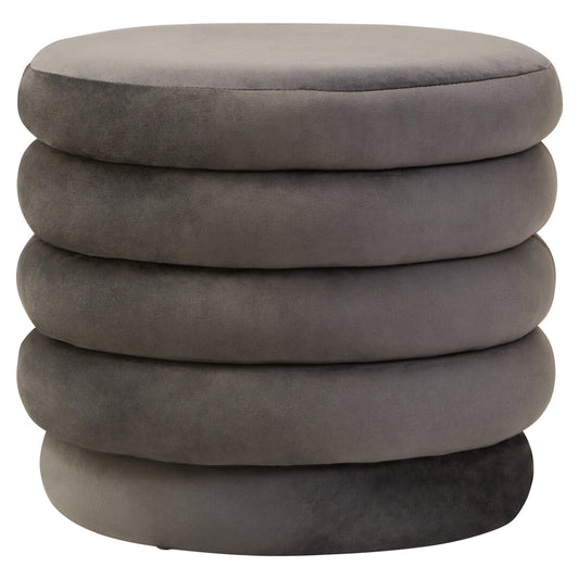 Athena Graphite Velvet Round Footstool