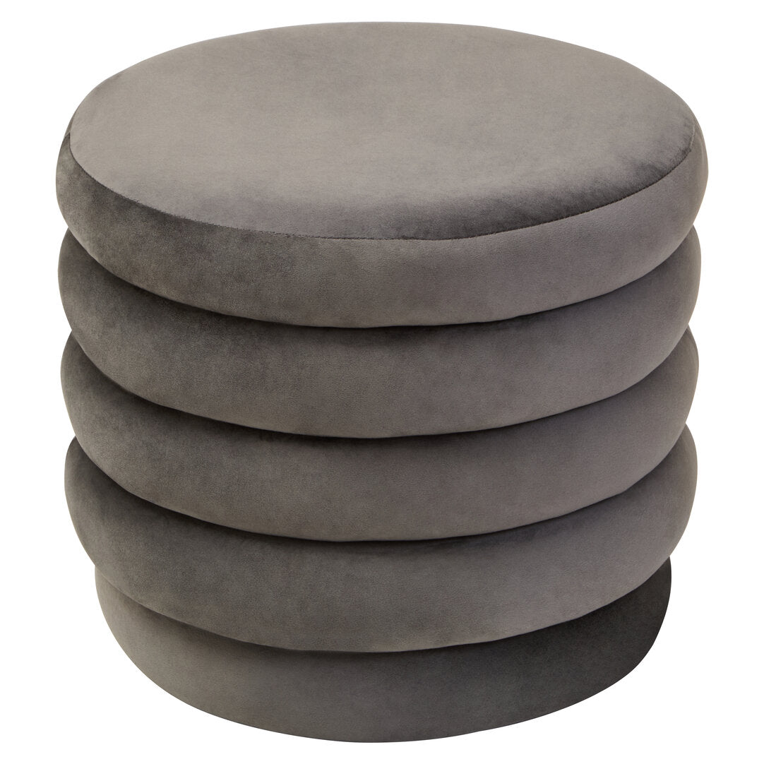 Athena Graphite Velvet Round Footstool