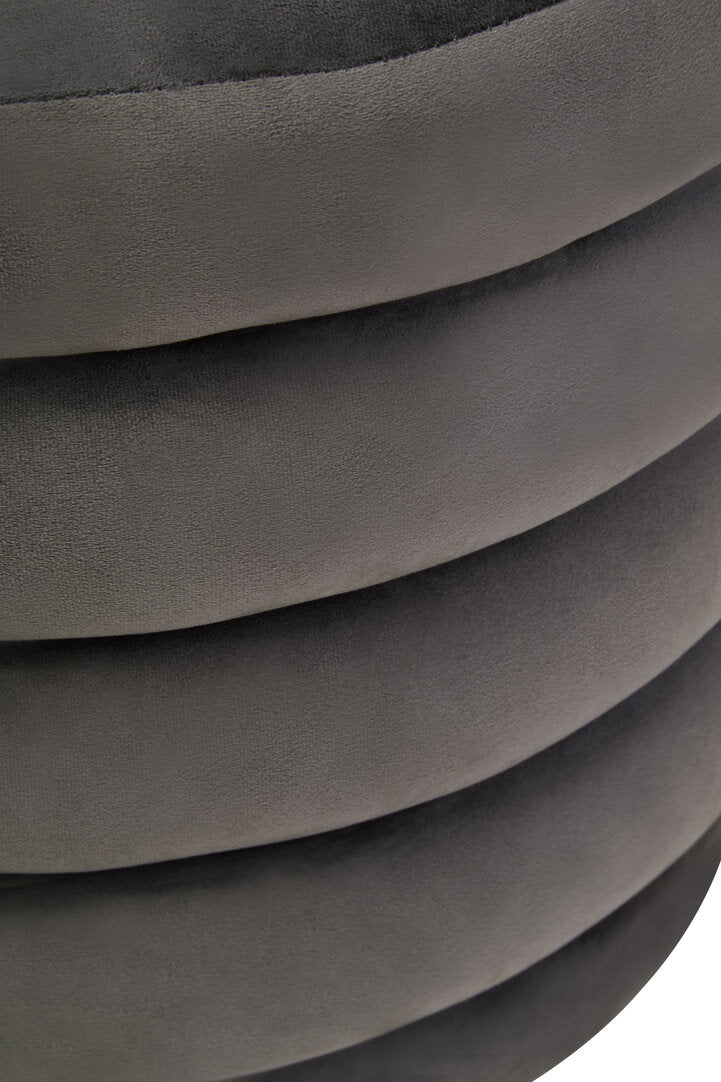 Athena Graphite Velvet Round Footstool