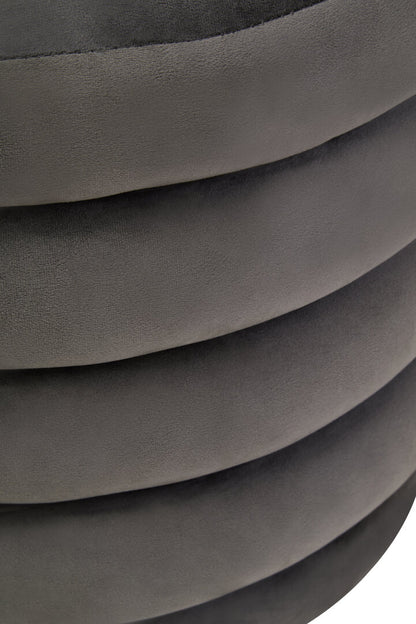 Athena Graphite Velvet Round Footstool