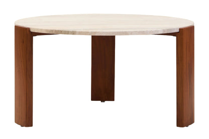 Iberia Travertine and Acacia Wood Large Coffee Table