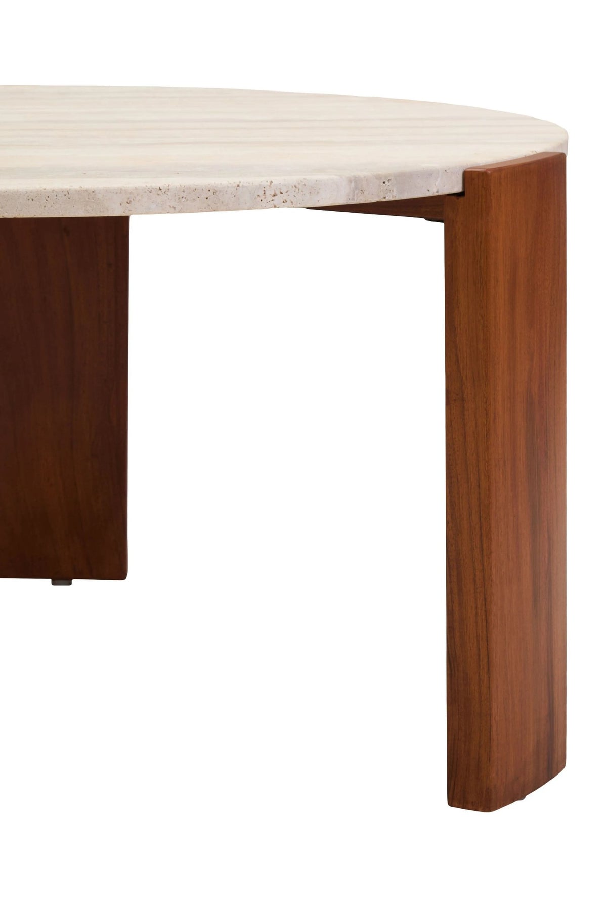 Iberia Travertine and Acacia Wood Large Coffee Table