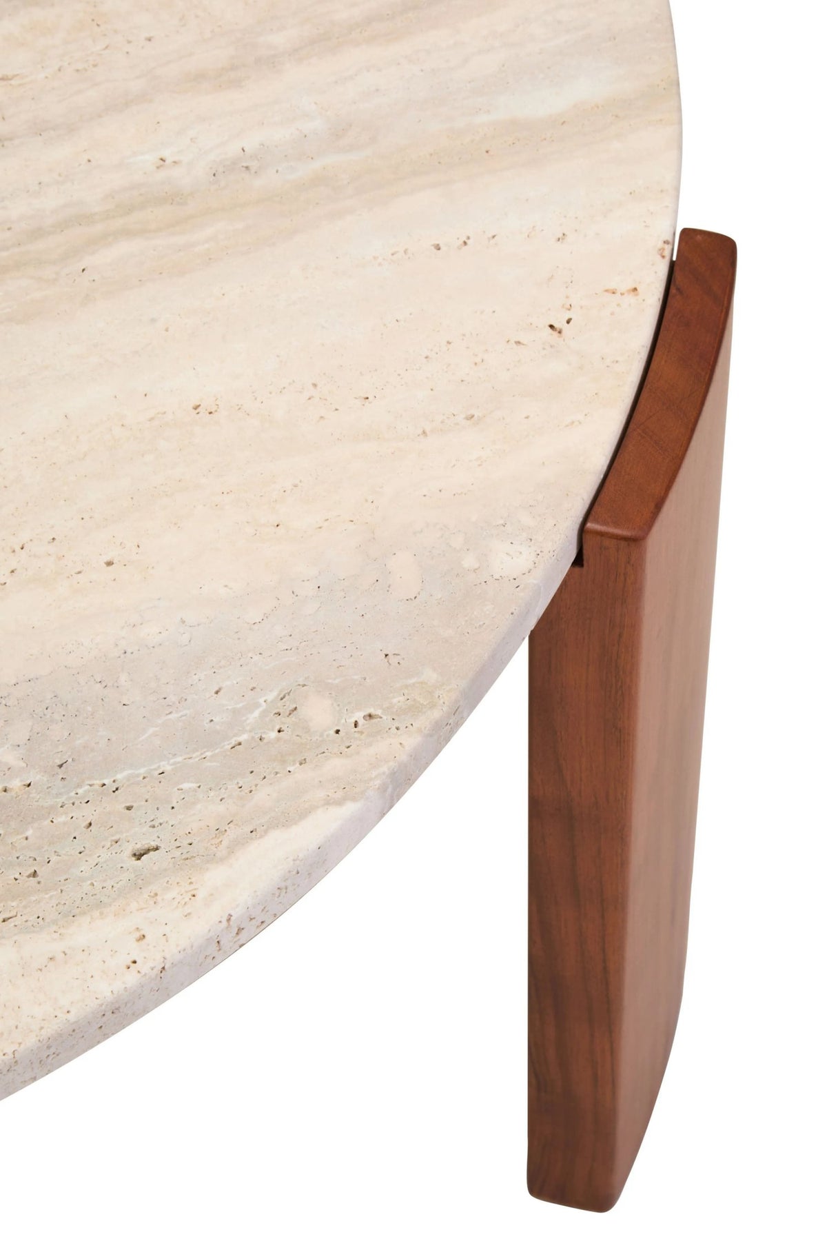 Iberia Travertine and Acacia Wood Large Coffee Table