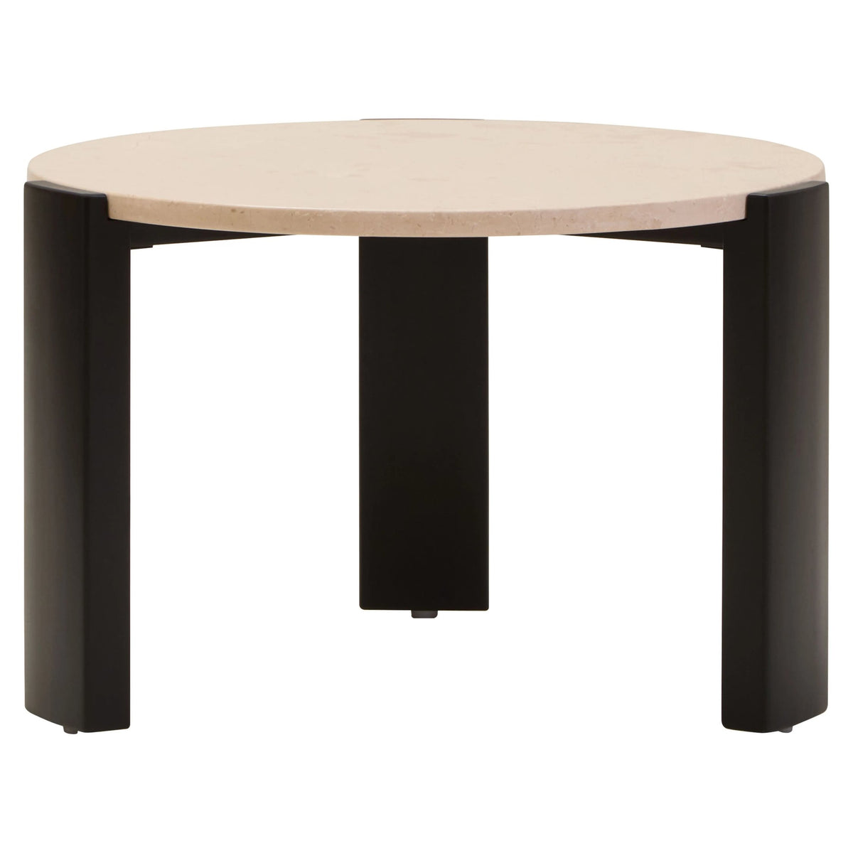 Iberia Cream Marble and Black Acacia Wood Small Coffee Table
