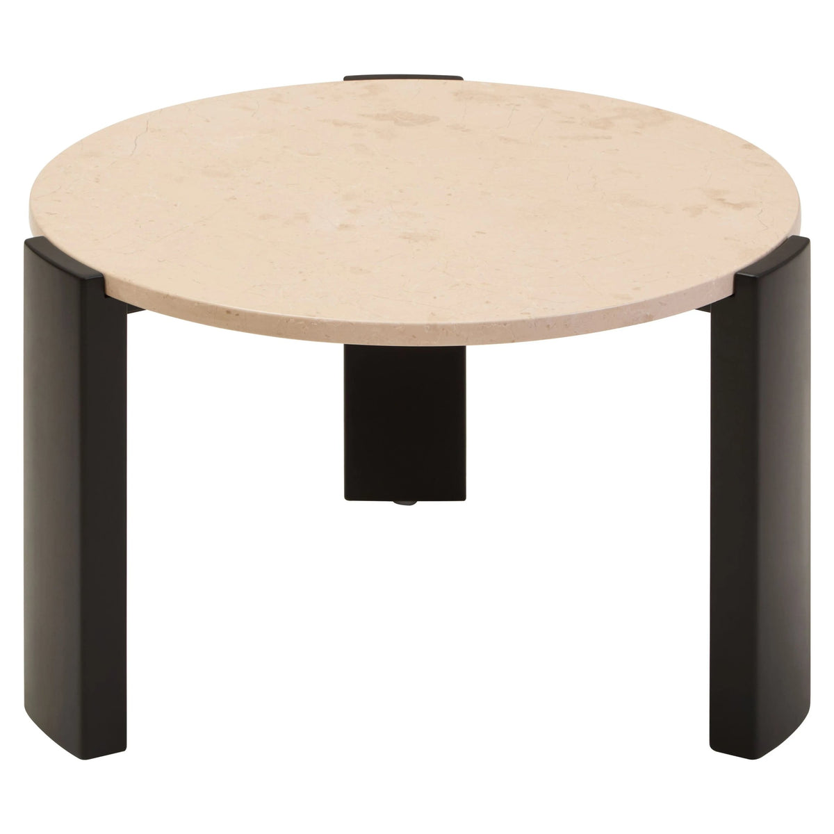 Iberia Cream Marble and Black Acacia Wood Small Coffee Table