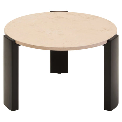 Iberia Cream Marble and Black Acacia Wood Small Coffee Table