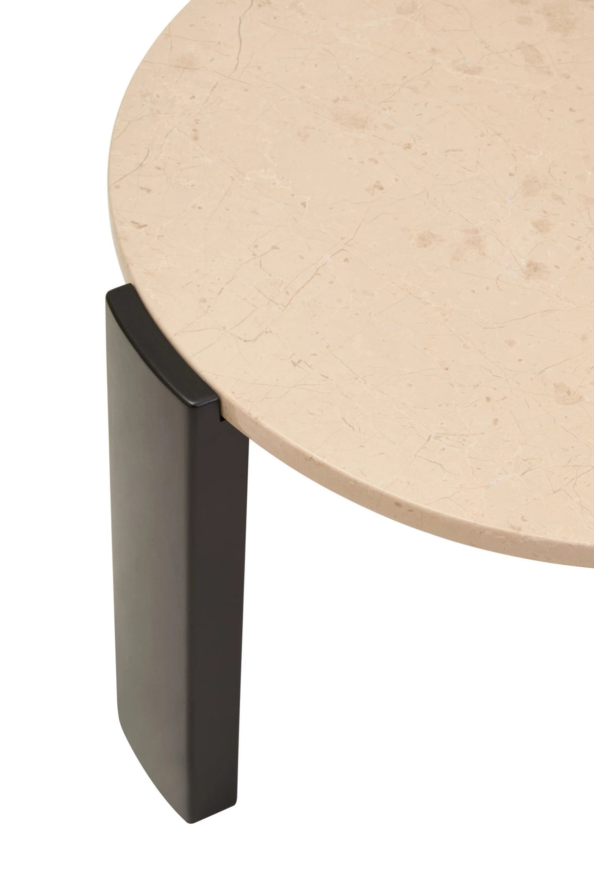 Iberia Cream Marble and Black Acacia Wood Small Coffee Table