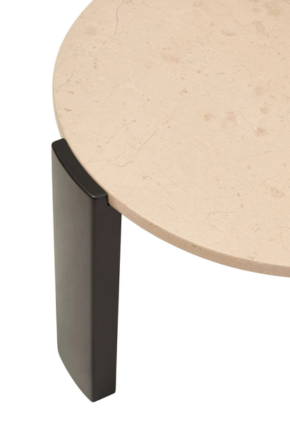 Iberia Cream Marble and Black Acacia Wood Small Coffee Table