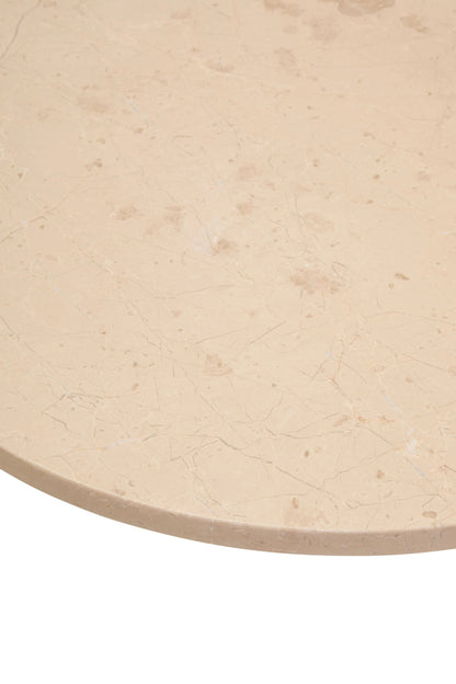 Iberia Cream Marble and Black Acacia Wood Small Coffee Table
