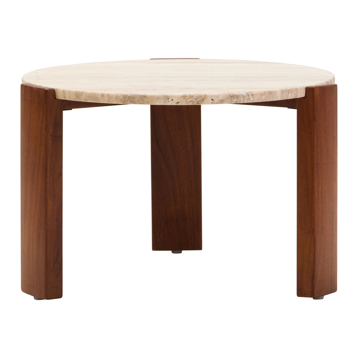 Iberia Travertine and Acacia Wood Small Coffee Table