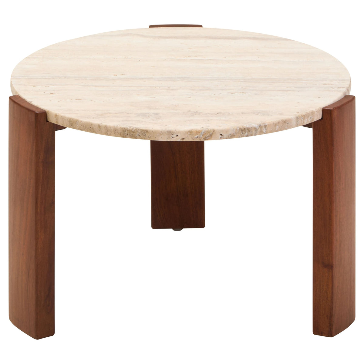 Iberia Travertine and Acacia Wood Small Coffee Table